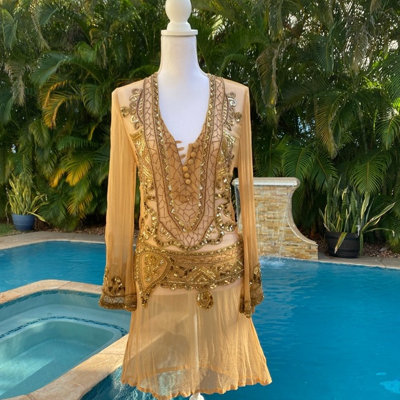 Stunning couture gold dress - Picture 4 of 11